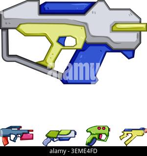 Cartoon blaster toy guns illustration set Stock Vector