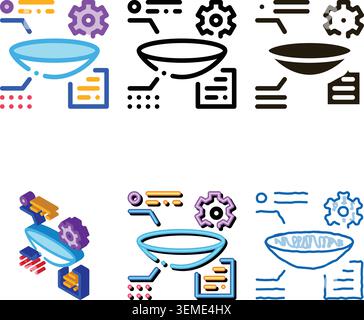 parsing lens series research icon vector outline Stock Vector