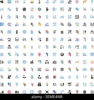 Large collection of diverse isometric and linear icons Stock Vector