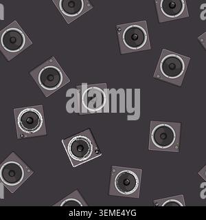 seamless pattern recording studio sound monitor cartoon vector Stock Vector