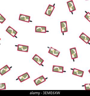 pattern outdoor handheld gps cartoon vector Stock Vector