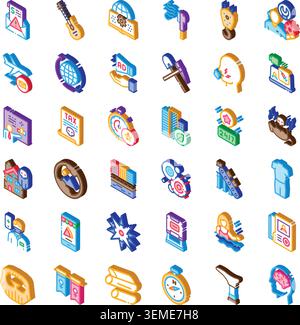 Isometric elements representing business social and financial concepts Stock Vector
