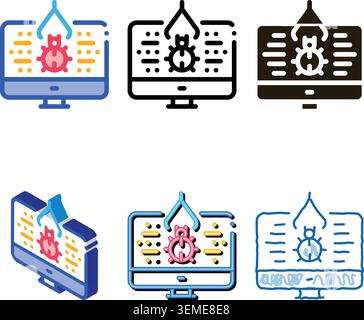 repair program bug icon vector series outline Stock Vector