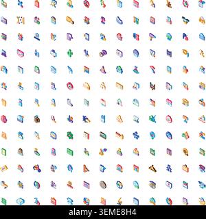 Isometric icon collection representing various web and mobile graphics Stock Vector