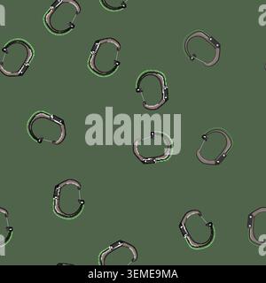 seamless pattern security carabiner clip cartoon vector Stock Vector