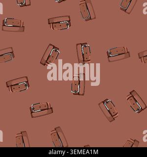 seamless pattern buckle leather belt cartoon vector sign color Stock Vector