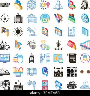 Diverse icon collection representing various themes and concepts Stock Vector