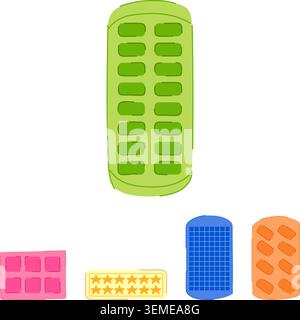 Silicone ice cube trays in various shapes Stock Vector