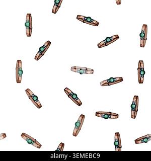 pattern Dog collar with green tag and buckle Stock Vector