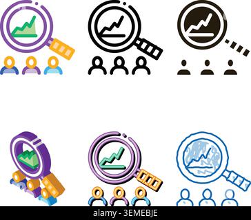 study on upward profit growth icon range vector outline Stock Vector