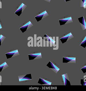 seamless pattern keyboard monitor pc gaming cartoon vector Stock Vector