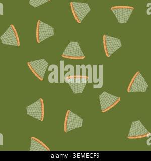 seamless pattern traditional bamboo steamer basket cartoon vector Stock Vector