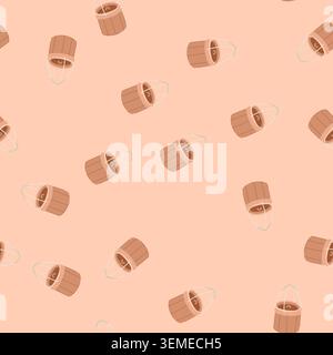 seamless pattern dumpling bamboo steamer cartoon vector Stock Vector