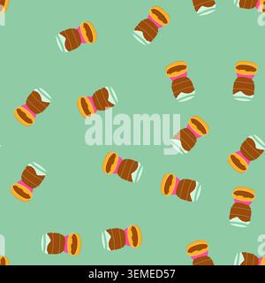seamless pattern dispenser automatic pet feeder cartoon vector Stock Vector