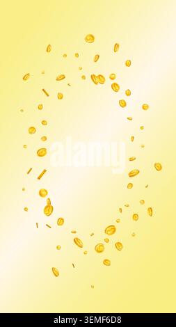 American dollar coins falling. Scattered gold USD coins. USA money. Global financial crisis concept. Vector illustration. Stock Vector
