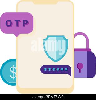 OTP code short message, business and finance Stock Vector