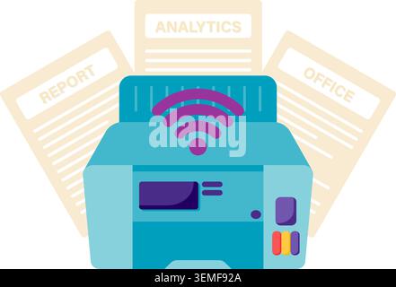 printer device with wifi technology Stock Vector