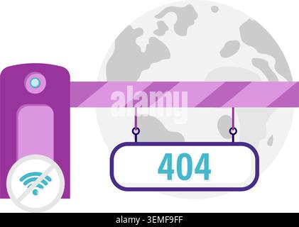 closed portal with code 404 and network disruptions Stock Vector