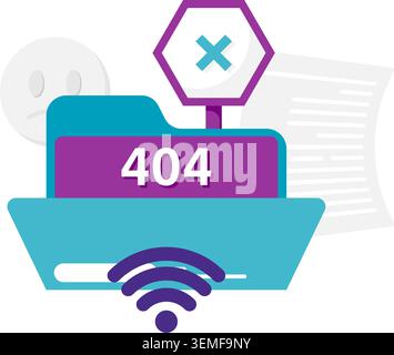file not found and network disruptions Stock Vector