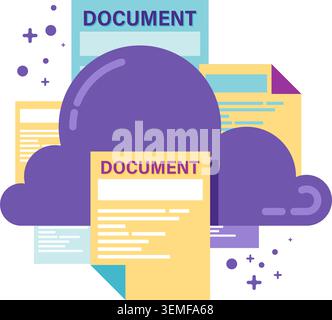 cloud storage with files and documents Stock Vector