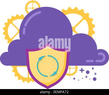cloud storage synchronization process Stock Vector