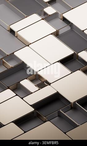 Abstract tiled metal geometry background, 3d rendering. 3D illustration. Stock Photo