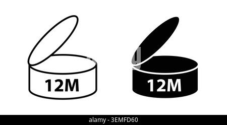 12 months shelf life icon Illustration designs pack for Web. Stock Vector