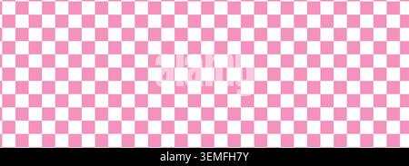 Pink tile checkerboard background, pattern grid. Retro psychedelic checkered wallpaper. Groovy pastel chessboard surface. Distorted geometric grid. Vector illustration Stock Vector