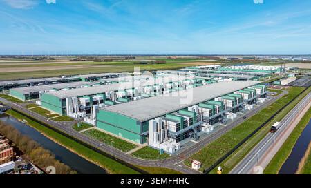 Large data center complex in a rural landscape in Europe Stock Photo