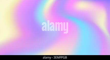 Hologram dreamlike gradient foil surface background, rainbow iridescent bg. Metallic hologram gradient vector cover, gradient iridescent texture backdrop. Chrome foil reflection hologram background Stock Vector