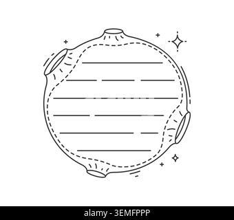 Galaxy space planet kids memo note template. Scrapbook page vector frame, kid education schedule label. Kids planner list sticker or diary memo note with volcano craters on space planet surface Stock Vector