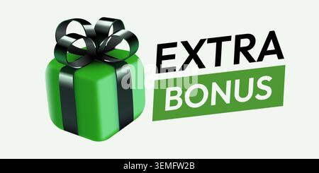 Extra Bonus promotion sign with a green gift box icon for marketing campaign and retail sale. Vector illustration Stock Vector