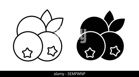 Blueberries icon Illustration designs pack for Web. Stock Vector