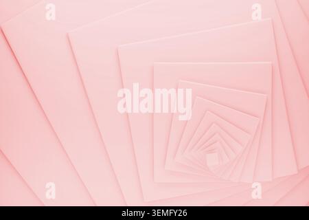 Abstract pink concentric frames fade into optical abyss, blending clean lines, gentle gradients. Abstract geometric background, vortex pattern. Sugges Stock Photo