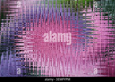 Abstract pink purple kaleidoscope pattern with concentric oval circles repeating geometric texture from hydrangea flower background for wallpaper Stock Photo