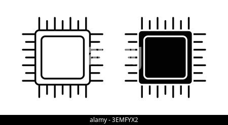 Computer chip icon Illustration designs pack for Web. Stock Vector