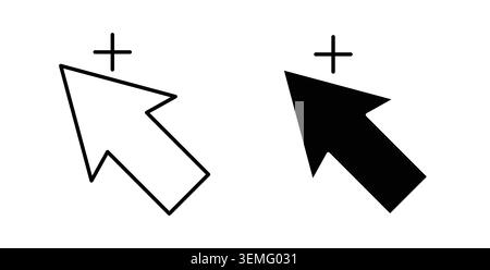 Cursor plus icon Illustration designs pack for Web. Stock Vector