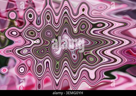 Abstract burgundy pink green fluid marble diamond wave texture from deep wine cyclamen flower with intricate concentric pattern background for wallpap Stock Photo