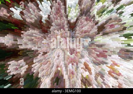 Abstract white pink green zoom burst pixel explosion texture from Cymbidium orchid flower with radial motion pattern background for wallpaper Stock Photo