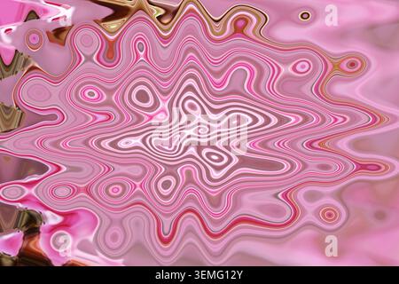 Abstract pink pastel fluid marble texture with concentric oval swirl pattern radiating from center on soft pink background for wallpaper or graphic Stock Photo