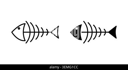 Fish bones icon Illustration designs pack for Web. Stock Vector