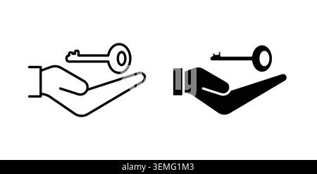 Hand holding a key icon Illustration designs pack for Web. Stock Vector