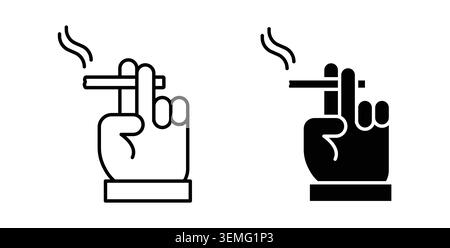 Hand holding cigarette icon Illustration designs pack for Web. Stock Vector