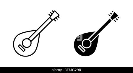 Mandolin icon Illustration designs pack for Web. Stock Vector