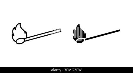 Match fire icon Illustration designs pack for Web. Stock Vector