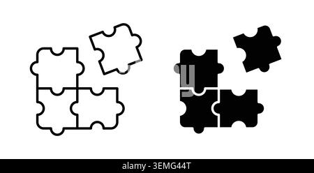 Puzzle pieces icon Illustration designs pack for Web. Stock Vector