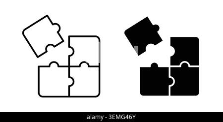 Puzzle pieces icon Illustration designs pack for Web. Stock Vector