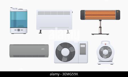a various climate household devices in set Stock Vector