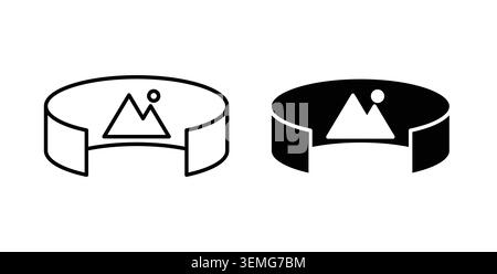Tour virtual icon Illustration designs pack for Web. Stock Vector
