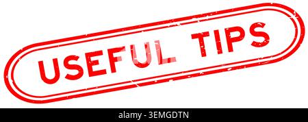 Grunge red useful tips word rubber seal stamp on white background Stock Vector